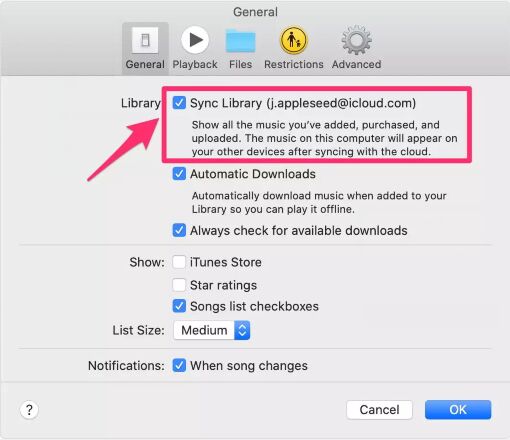 sync iTunes library on mac