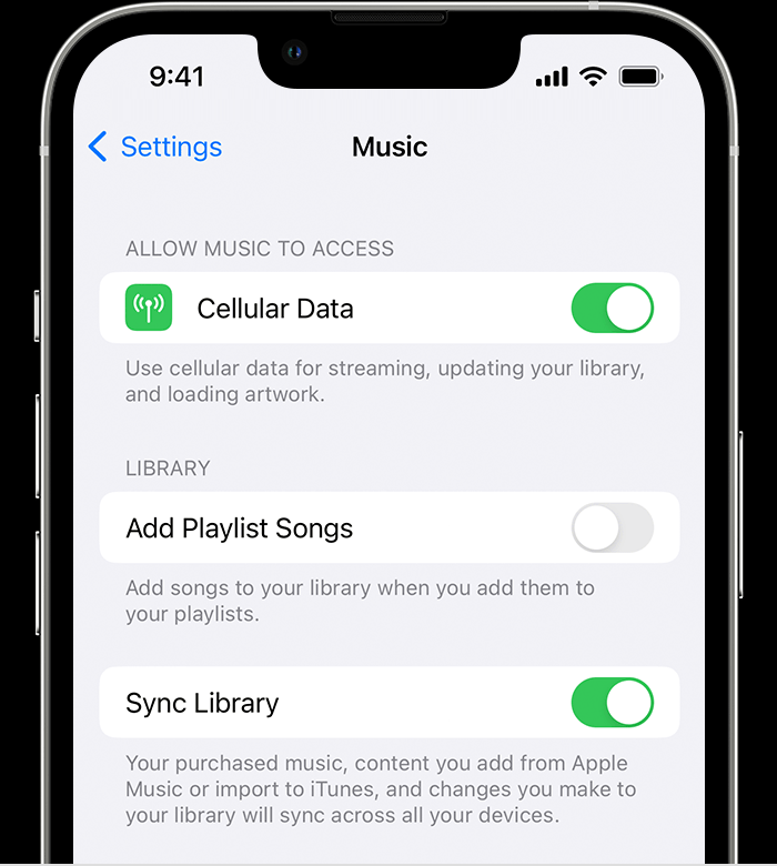 sync library on ios