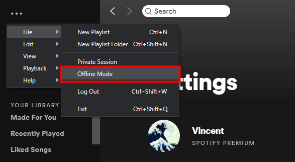 Spotify Offline Mode on desktop