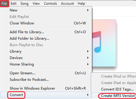 สร้างเวอร์ชัน mp3 บน iTunes