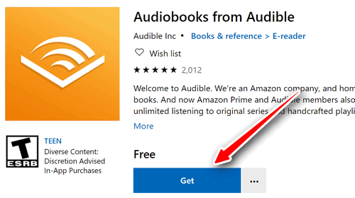 descargar audible para la aplicación de windows 10