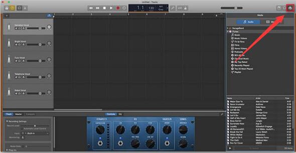 استيراد اغاني garageband mac