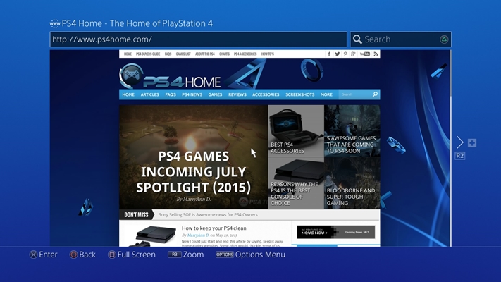 trình duyệt web ps4