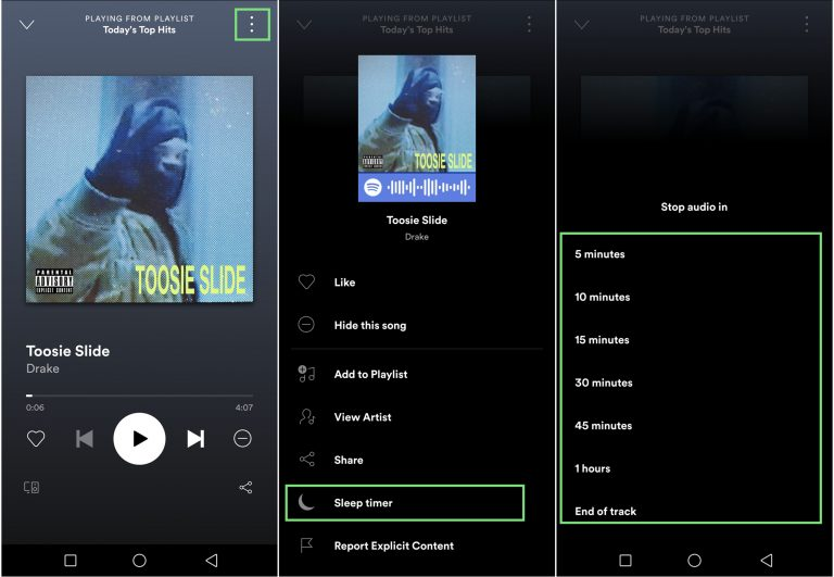 Hörbaren Sleep-Timer auf spotify einstellen