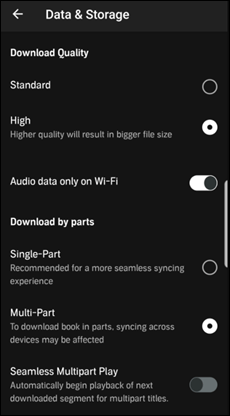split audible audiobooks on android