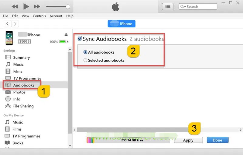 sync audible files to ios