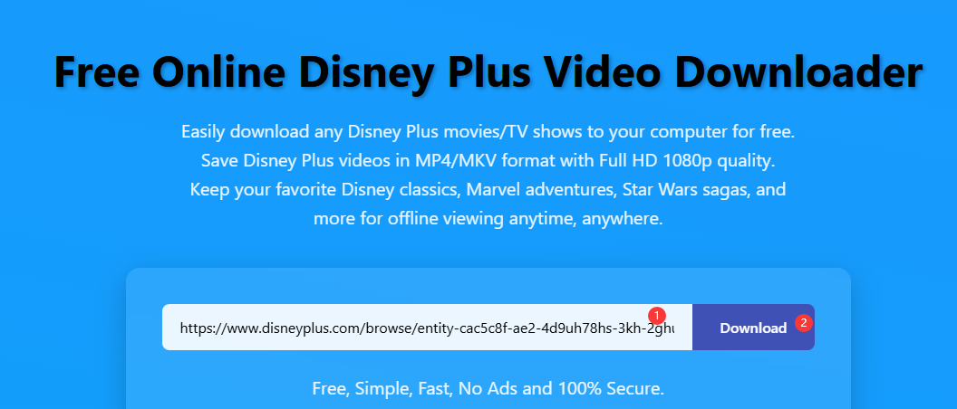 paste url to online disneyplus downloader