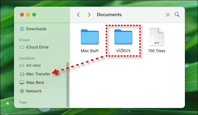 將主要影片從 Mac Finder 傳輸到 USB