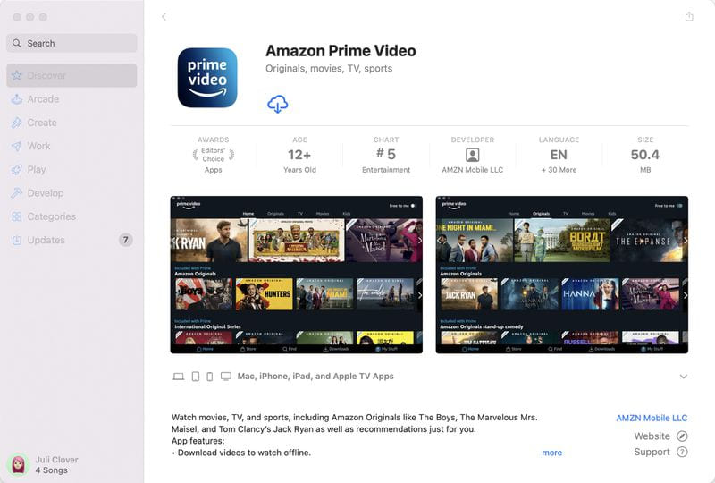 instale o aplicativo Amazon Prime Video para Mac