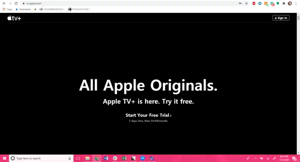 Apple TVのウェブサイトを開く