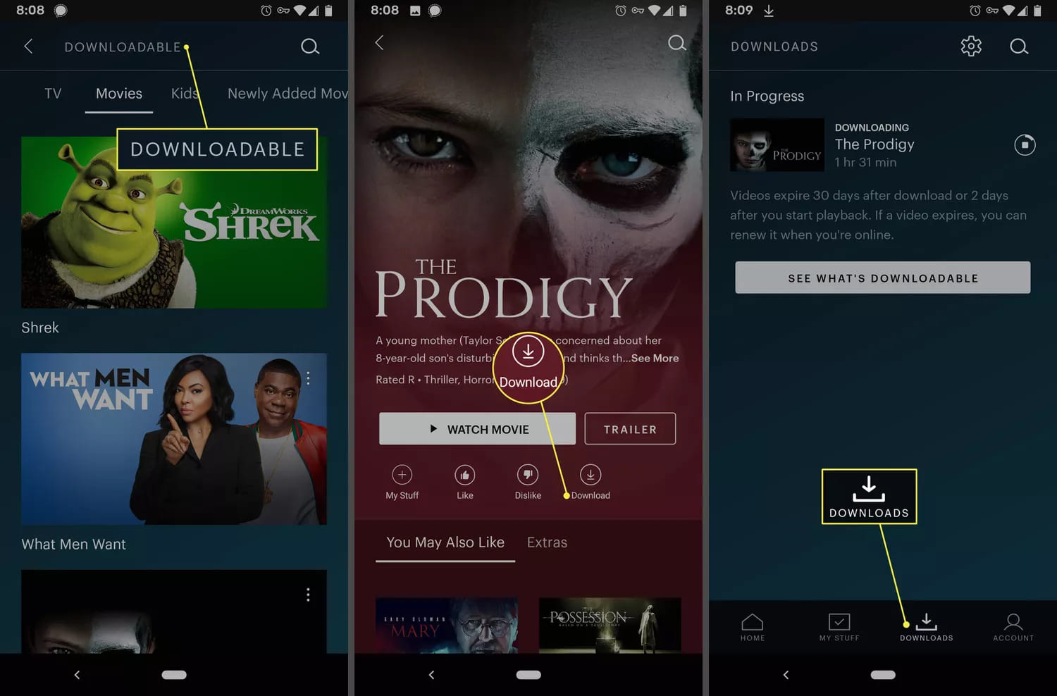 Download hulu-video op de telefoon