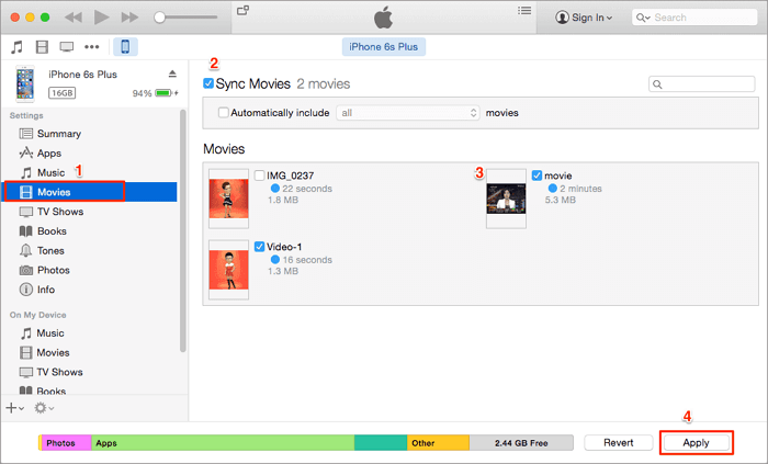 synchroniseer prime-films van iTunes naar iPhone