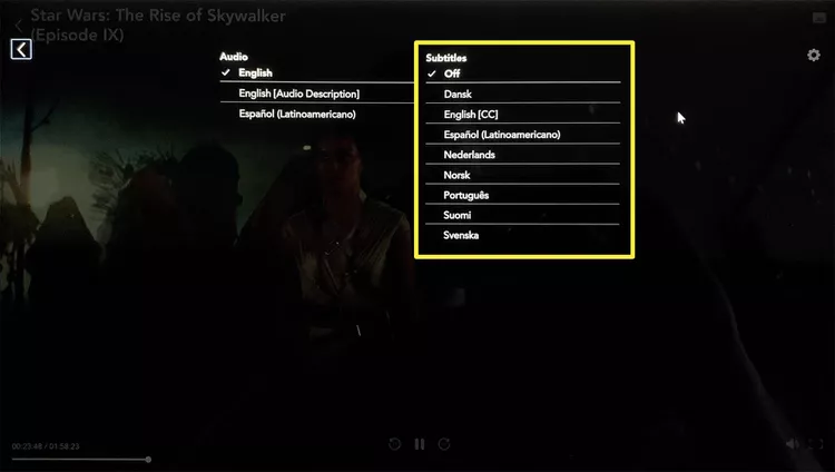 turn off subtitle on disneyplus web