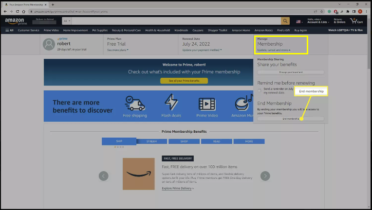 Amazon gestionează calitatea de membru