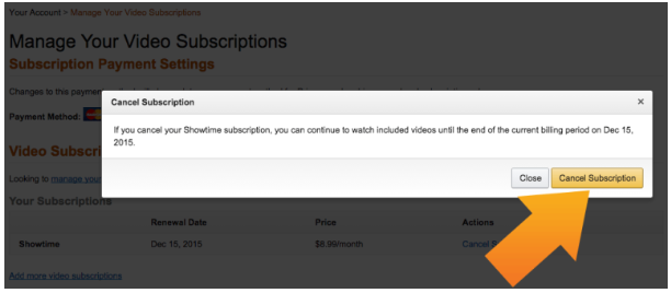 cancel Prime Video Channel Subscription
