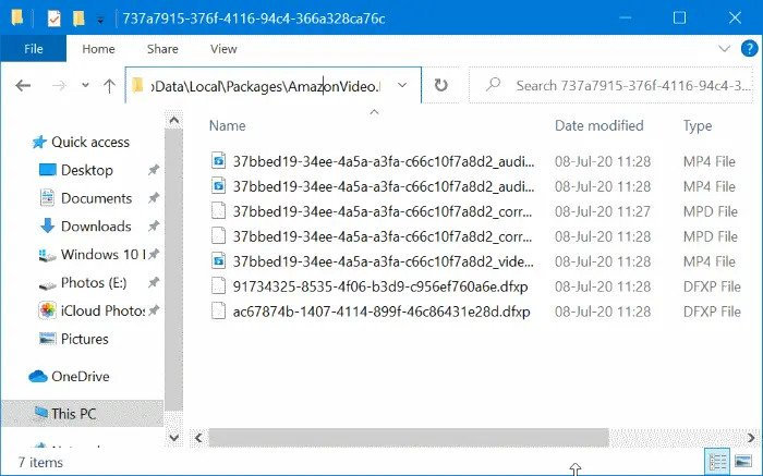 find Amazon video folder on windows