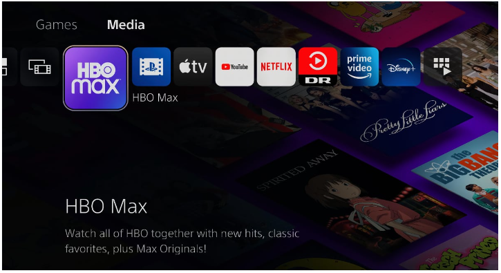 open hbo max app on PS5