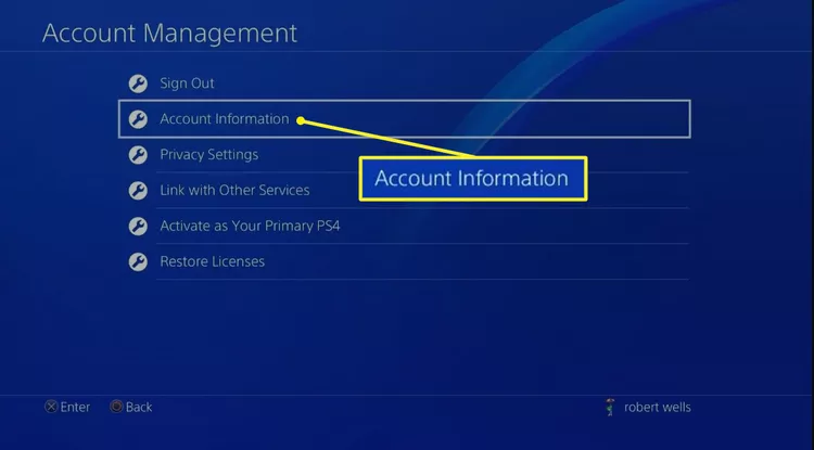 informations sur le compte ps4