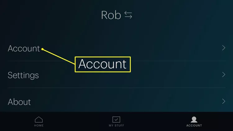 selecteer account op de hulu-app