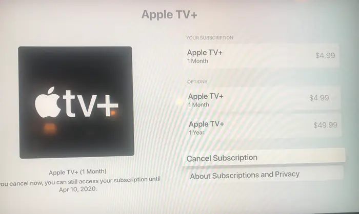 Apple TVのサブスクリプションをキャンセルする