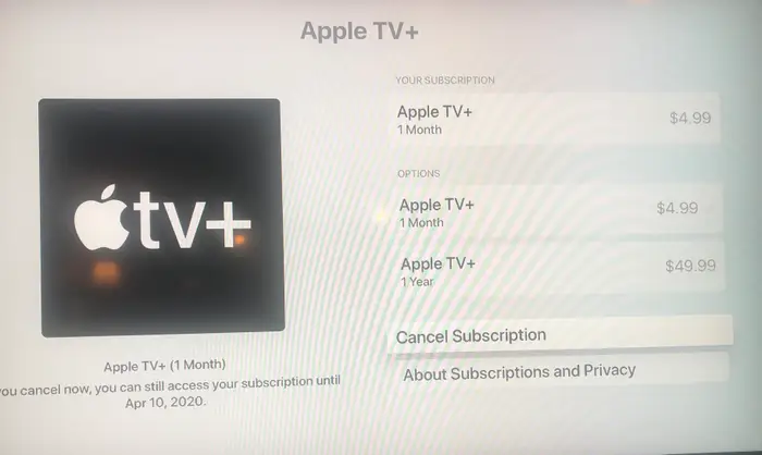 cancel apple tv subscription