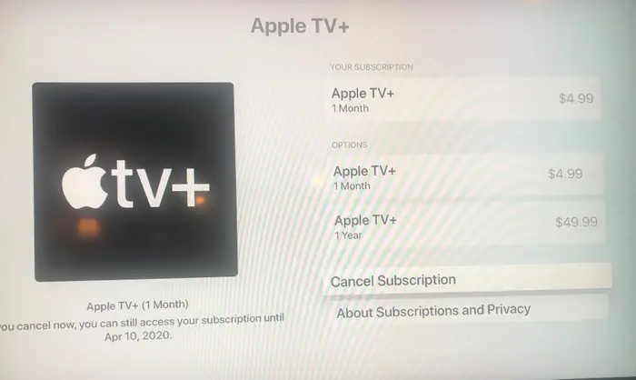 hủy đăng ký apple tv