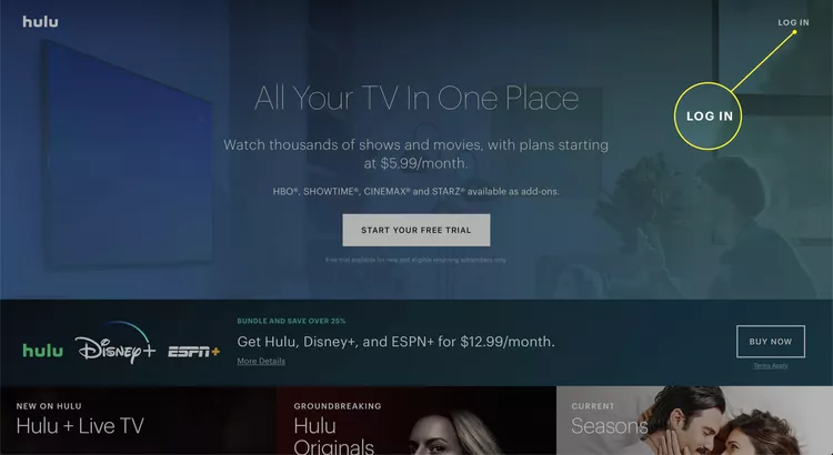 open hulu web page