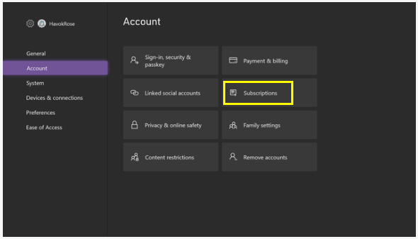 xbox account settings