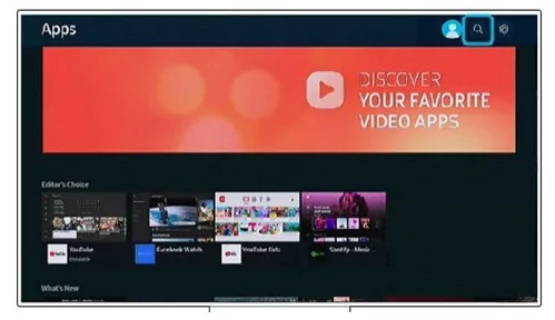 ícone de pesquisa na TV Samsung