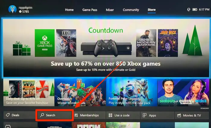 search Disney Plus on xbox one