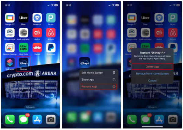 uninstall Disney Plus app on ios