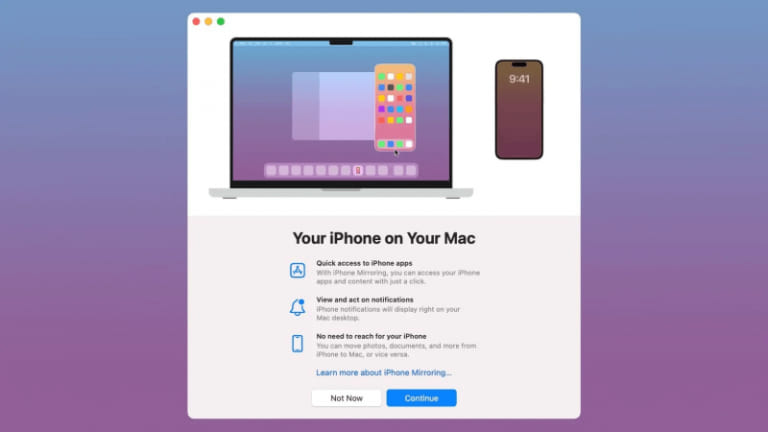 iPhone mirroring app interface