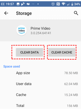 clear prime video cache on android