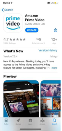 update Amazon Video app on iOS