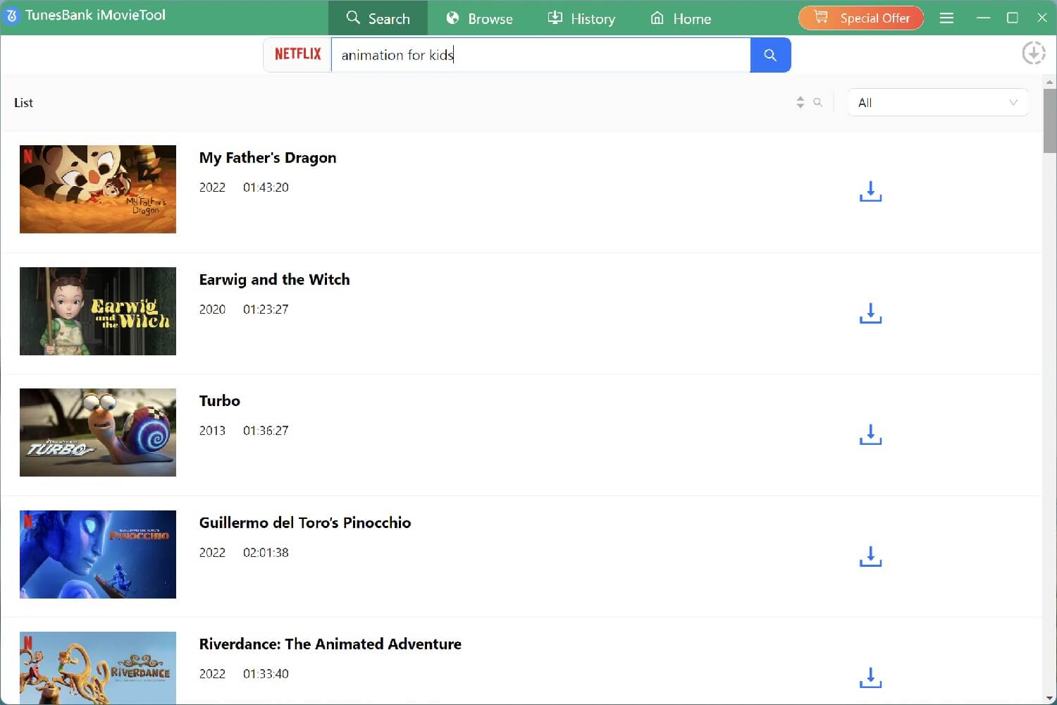 search Animated movie from Netflix