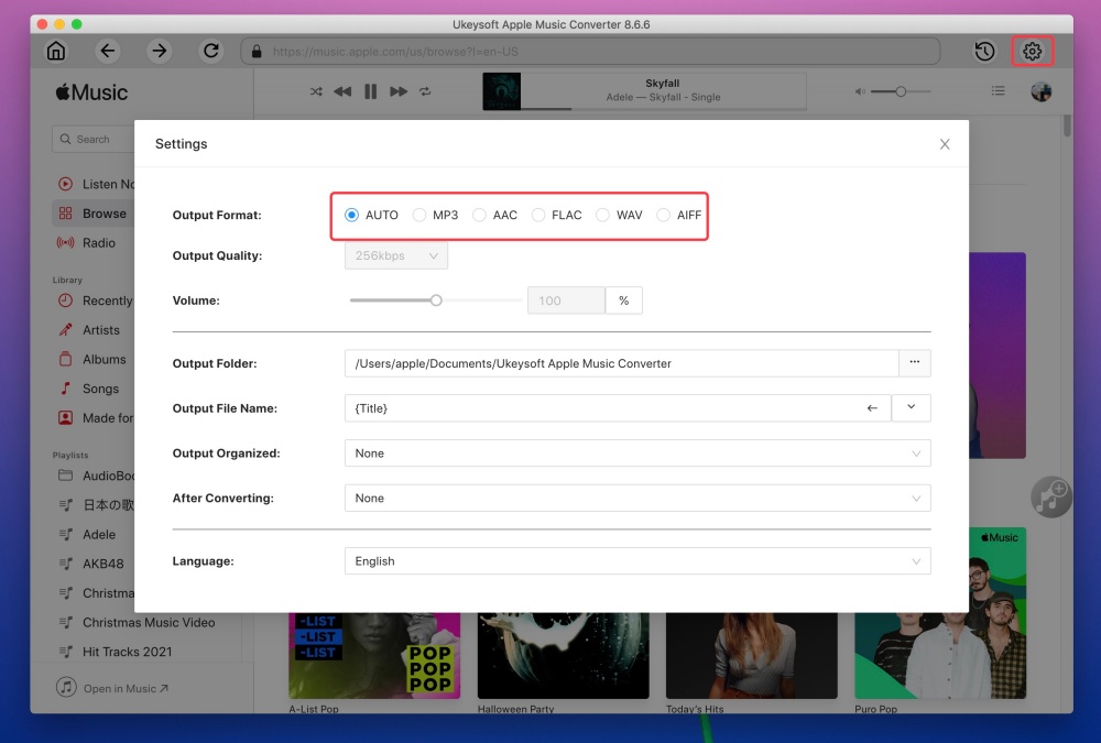 set mp3 output format