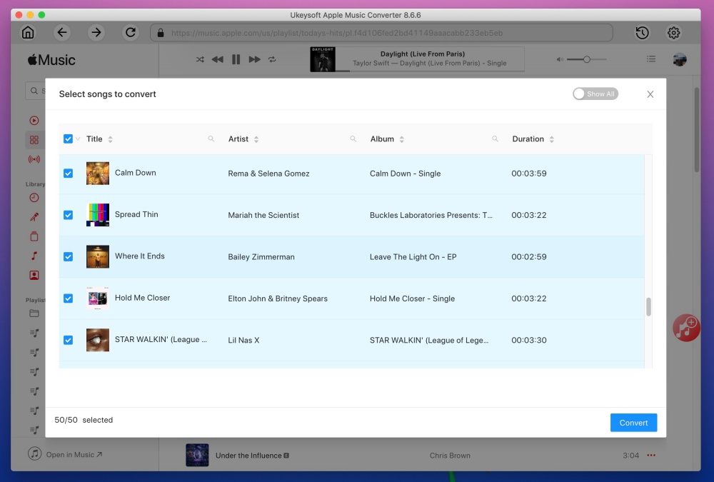 select apple music songs