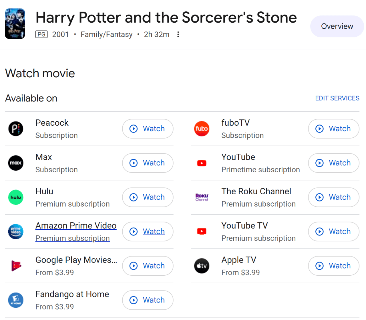 les plateformes proposent des films Harry Potter