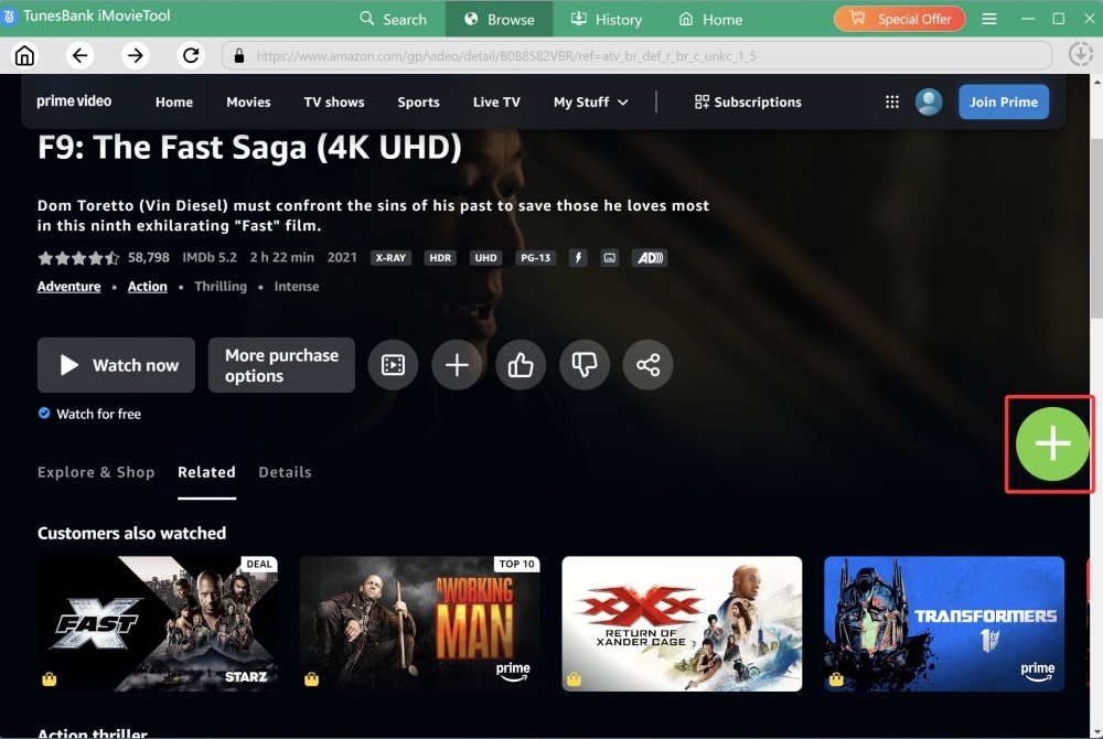 click add icon to add movies