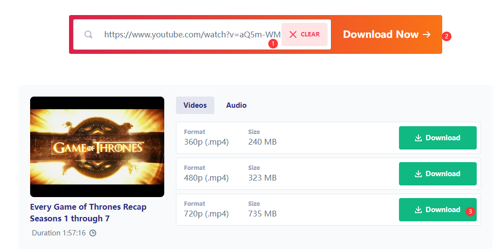 download Game of Thrones via online tool
