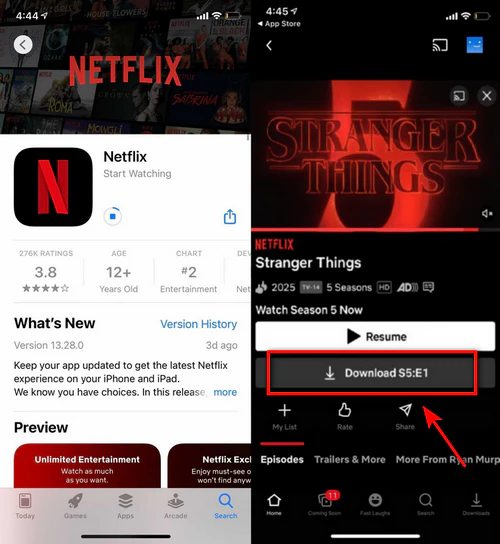 download Stranger Things in Netflix app