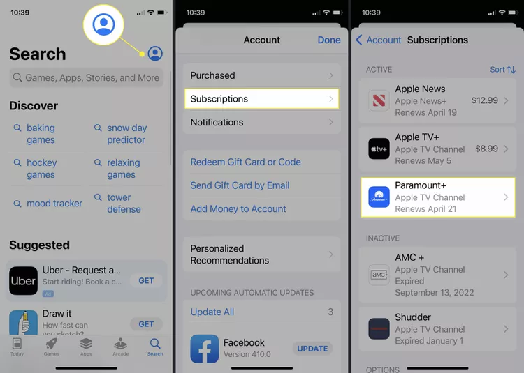 Cancel Paramount+ on iPhone