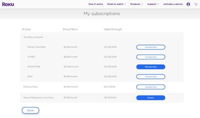 cancel Paramount+ subscriptions on Roku site