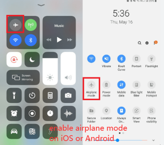 enable airplane mode on mobile