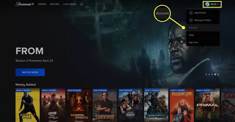 select Paramount+ account