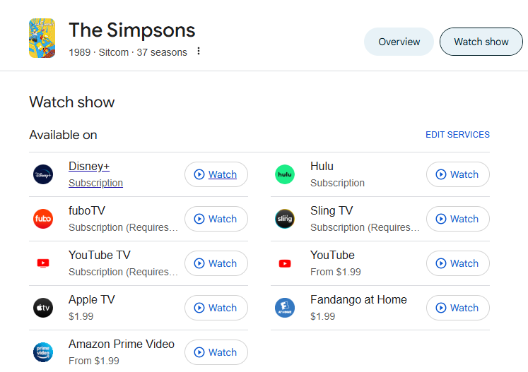 where to watch The Simpsons