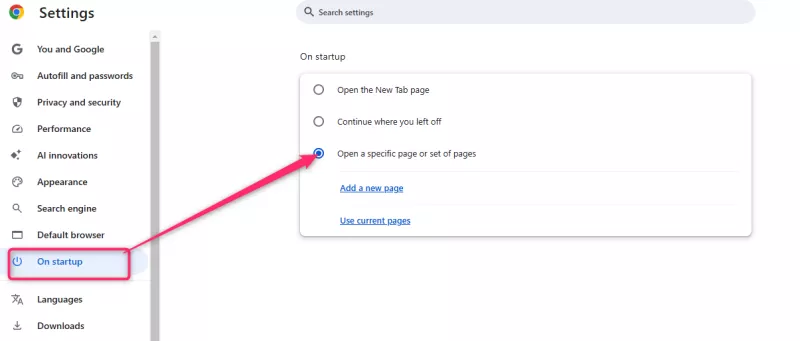 Chrome On startup