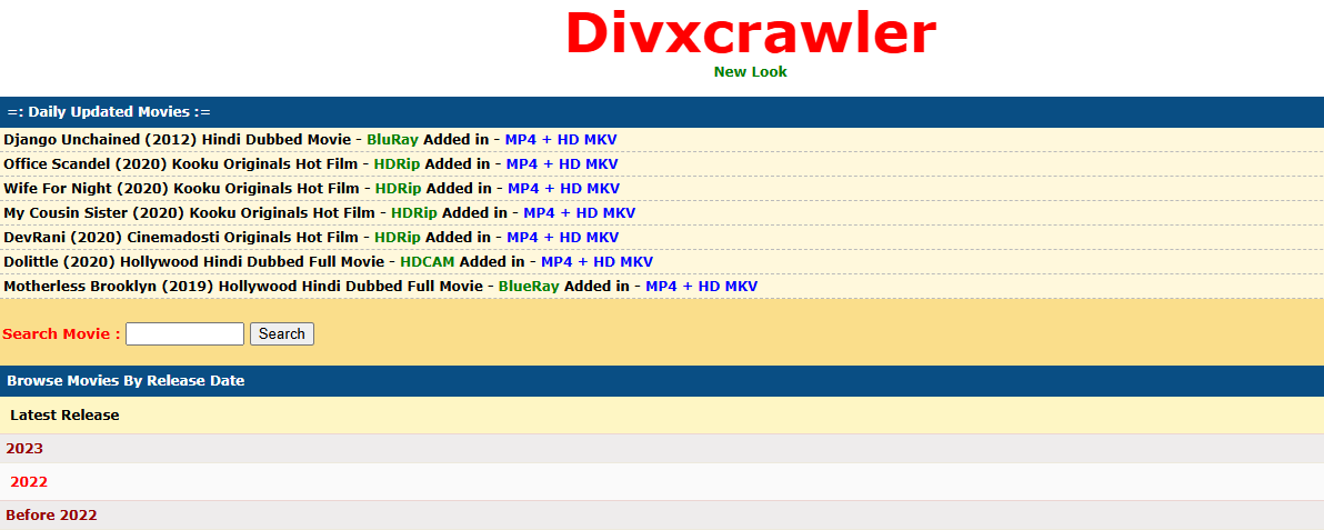 best MKV movies download site - Divxcrawler