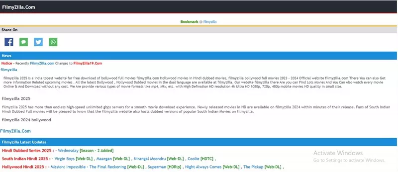 best MKV movies download site - Filmyzilla