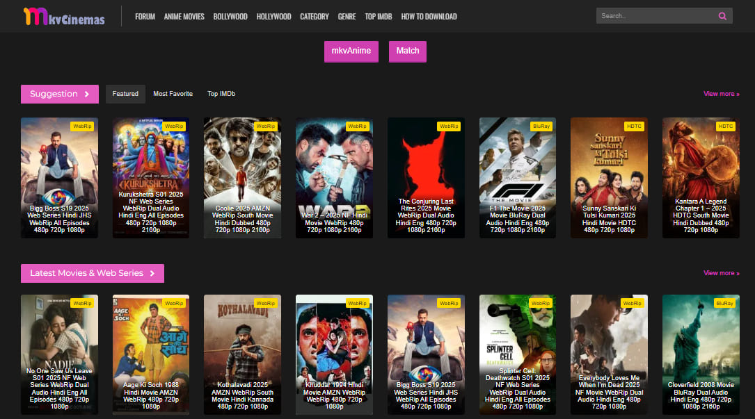 best MKV movies download site - MKVCinemas
